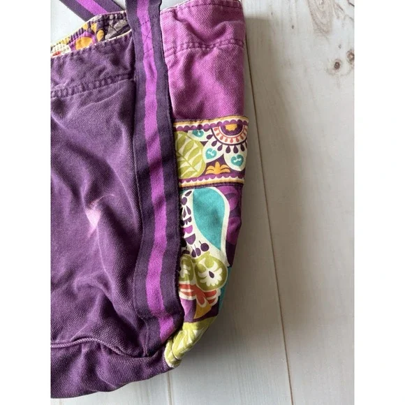 Vera Bradley Colorblock Canvas Tote Crazy Plum Purple Paisley Large 0632 - Picture 9 of 11